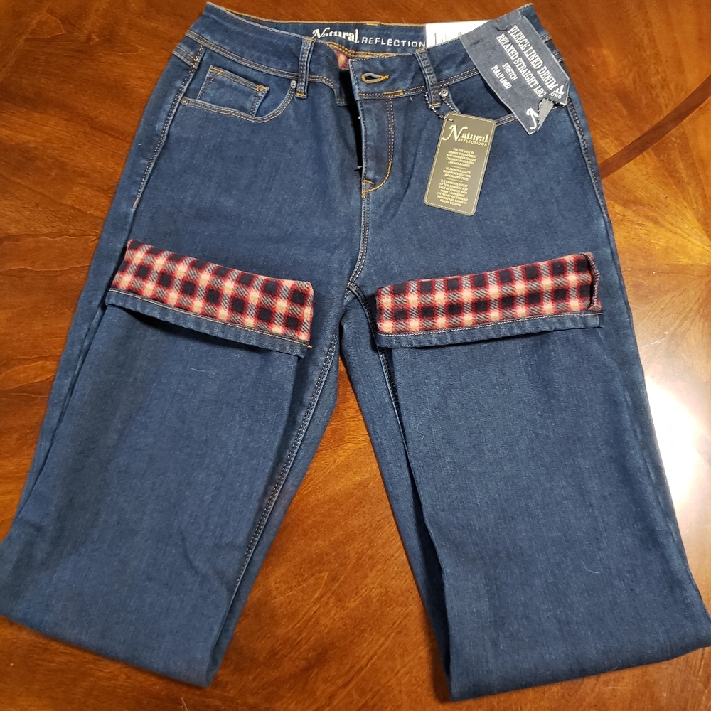 NWT Natural Reflections Fleece Lined Jeans Size 4